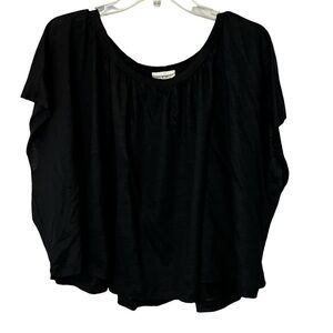 NWT Anthropologie Deletta Pleated Boxy Top Shirt Black Small Swing Style boxy